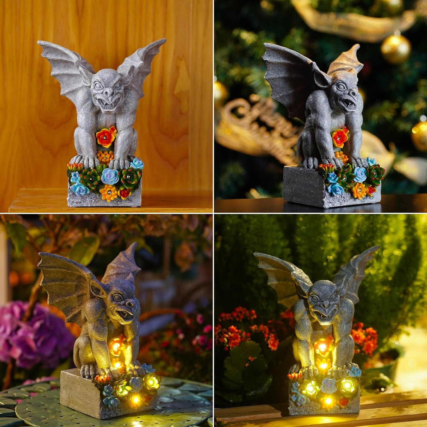 Figurka Gargulca dekoracja do ogrodu z panelem solarnym!