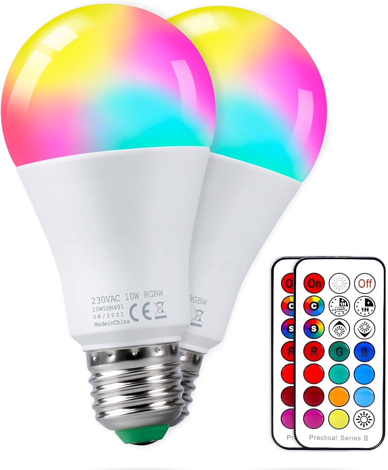 REYLAX Kolorowe żarówki LED RGBW Żarówka E27 10 W, ściemniane żarówki Edison Dual Memory 12 kolorów żarówek LED, bezprzewodowy pilot zdalnego sterowania w zestawie